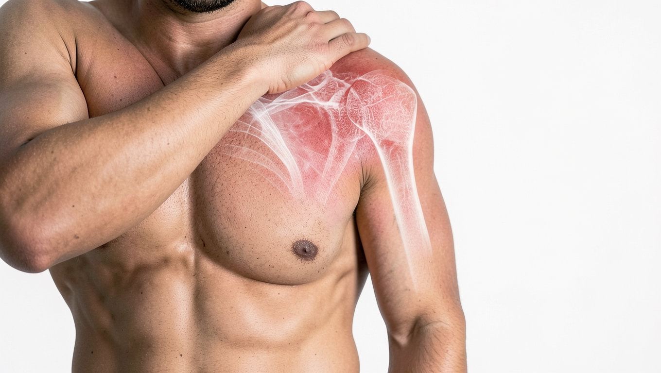 fit man with shoulder pain
